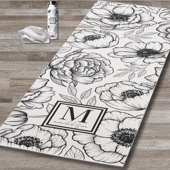 Personalisiertes Blumenmonogramm Yogamatte (Personalized Floral Monogram Yoga Mat)