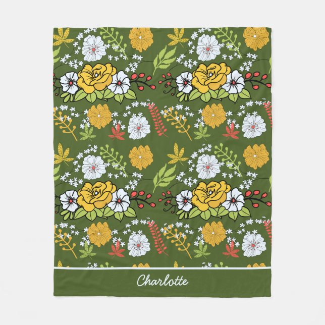 Personalisiertes Blumenmuster Fleecedecke (Vorderseite)