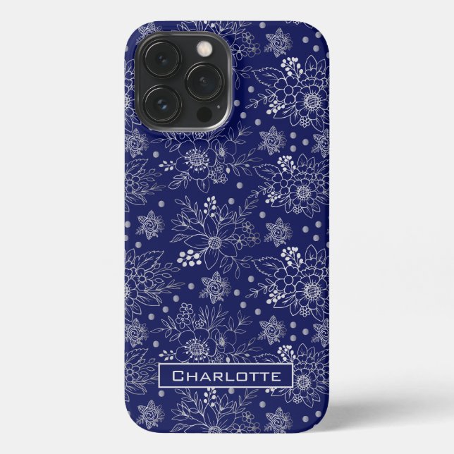 Personalisiertes Blumenmuster iPhone Hülle (Rückseite)