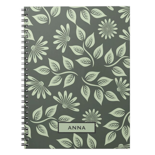 Personalisiertes Blumenmuster SpiralNotebook Notizblock (Vorderseite)