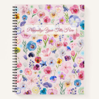 Personalisiertes BlumenNotebook - Farbenfrohe Blos Notizbuch