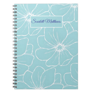 Personalisiertes Blumennotizbuch mit Namen Notizblock