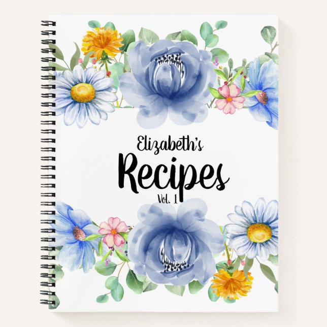 Personalisiertes Blumenrezept Notizbuch (Vorderseite)