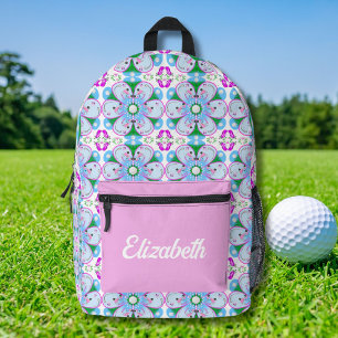 Personalisiertes Blumenrosa Damen-Golfmuster Bedruckter Rucksack