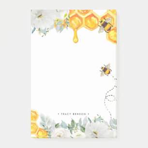 Personalisiertes Blumenwaben-Hummel-Monogramm Post-it Klebezettel