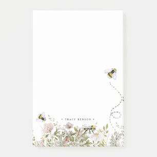 Personalisiertes Blumenwaben-Hummel-Monogramm  Post-it Klebezettel