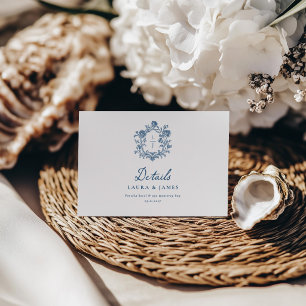 Personalisiertes Blumenwappen Hochzeitsdetails Nav RSVP Karte
