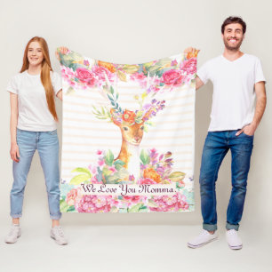 Personalisiertes Blumenwild mit Antlern, Namen hin Fleecedecke