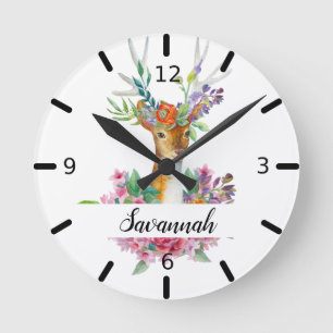 Personalisiertes Blumenwild Runde Wanduhr
