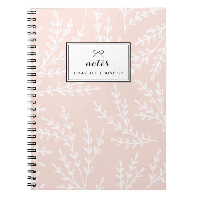 Personalisiertes Blush Foliage Muster Notizblock (Vorderseite)