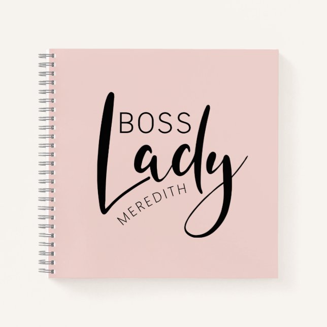 Personalisiertes Blush Pink Boss Lady Logo Notizbuch (Vorderseite)