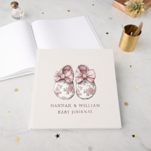 Personalisiertes Blush Toile Baby-Tagebuch Gästebuch