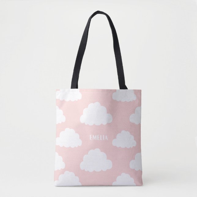 Personalisiertes Blush Tote-Beutel mit weißer Wolk (Vorderseite)