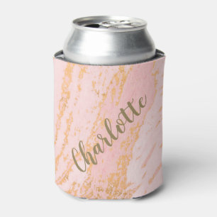 Personalisiertes Blush- und Gold-Marmormuster Dosenkühler
