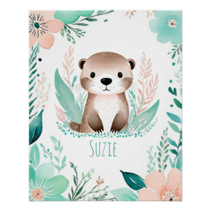Personalisiertes Boho-Baby-Plakat - Otter-Design Poster