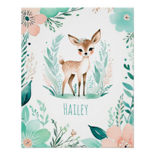 Personalisiertes Boho-Baby-Plakat - Rehkitz-Design Poster