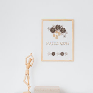 Personalisiertes Boho-Blumen-Monogramm für Mädchen Poster