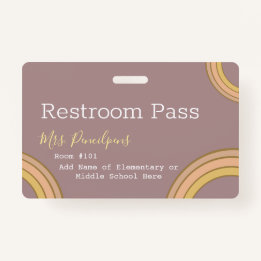 Personalisiertes Boho Rainbow Hall Pass Abzeichen Ausweis