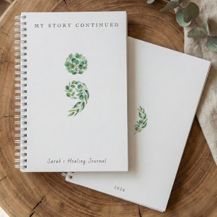 Personalisiertes Boho-Sage-Grün-Semikolon-Journal Notizbuch