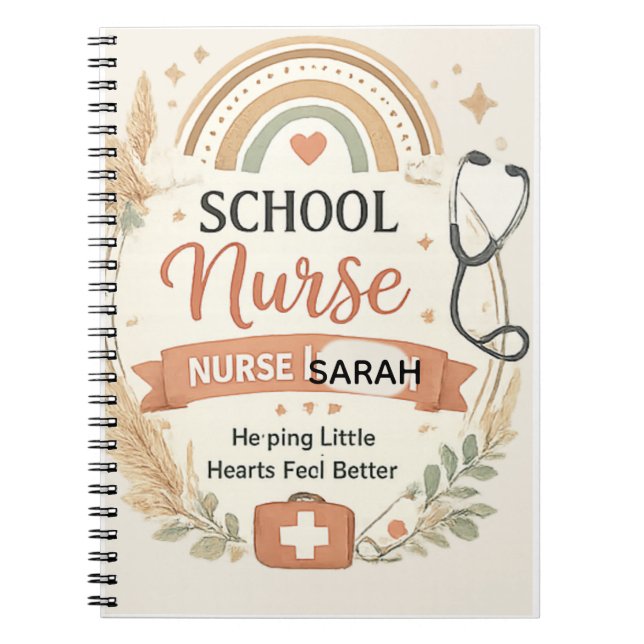 Personalisiertes Boho-Schulkrankenschwester-Schild Notizblock (Vorderseite)