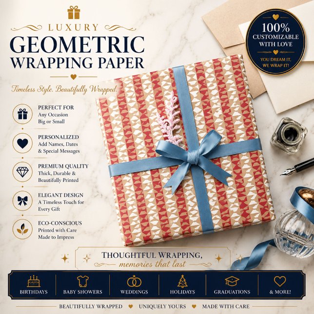 Personalisiertes Boho-Streifen-Geschenkpapier Geschenkpapier (Von Creator hochgeladen)