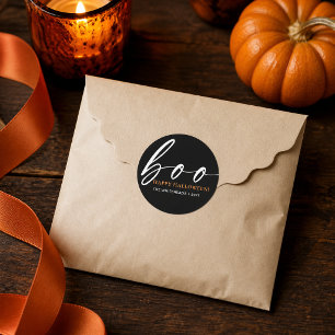 Personalisiertes Boo Frohes Halloween Schwarz Runder Aufkleber