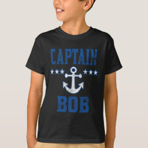 Personalisiertes Booten Vintage Blau Captain Bob A T-Shirt