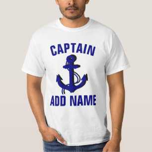 Personalisiertes Bootskapitän-Name-Anker-T-Shirt T-Shirt