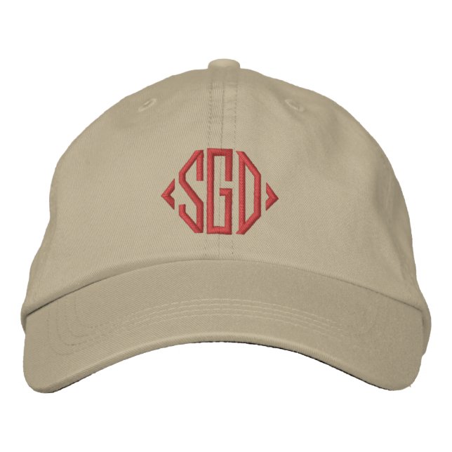 Personalisiertes bordeauxfarbenes mit Monogramm Be Bestickte Baseballkappe (Vorderseite)