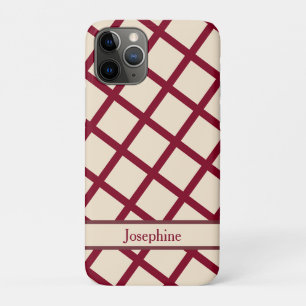 Personalisiertes bordeauxrotes Creme-Gitter Elegan Case-Mate iPhone Hülle