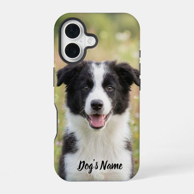 Personalisiertes Border Collie-Foto und Name  iPhone 16 Hülle (Rückseite)
