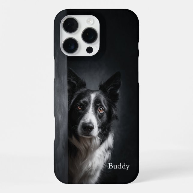 Personalisiertes Border Collie-Porträt iPhone Hülle (Rückseite)