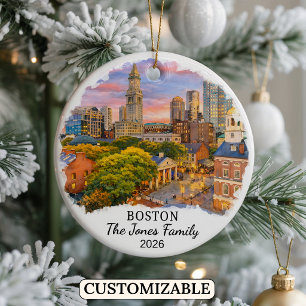 Personalisiertes Boston-Ornament, Maßgeschneiderte Keramik Ornament