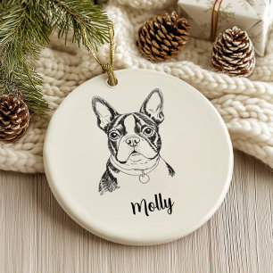 Personalisiertes Boston-Terrier-Hund-Weihnachten Keramik Ornament