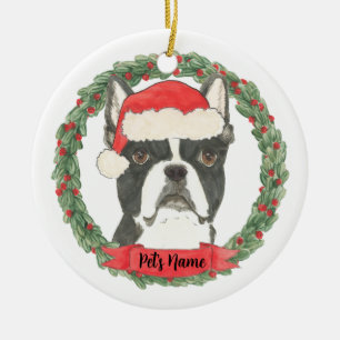 Personalisiertes Boston Terrier Weihnachten Keramik Ornament