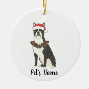 Personalisiertes Boston Terrier Weihnachten Keramik Ornament