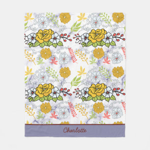 Personalisiertes botanisches Blumenmuster Fleecedecke