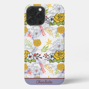 Personalisiertes botanisches Blumenmuster iPhone 13 Pro Max Hülle