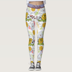 Personalisiertes botanisches Blumenmuster Leggings