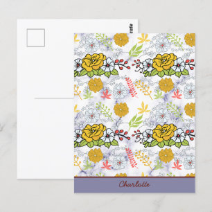 Personalisiertes botanisches Blumenmuster Postkarte