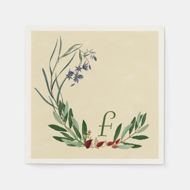 Personalisiertes botanisches Olivenblatt Napkins Serviette (Vorderseite)