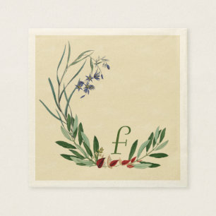 Personalisiertes botanisches Olivenblatt Napkins Serviette