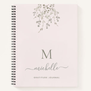Personalisiertes Botanisches Rosa Dankbarkeits-Tag Notizbuch
