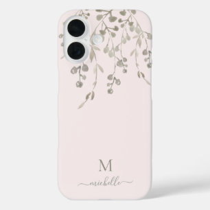 Personalisiertes botanisches Wasserfarben-Monogram iPhone 16 Hülle