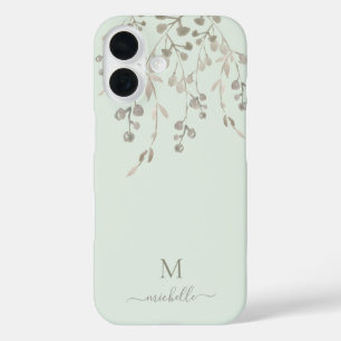 Personalisiertes botanisches Wasserfarben-Monogram iPhone 16 Hülle