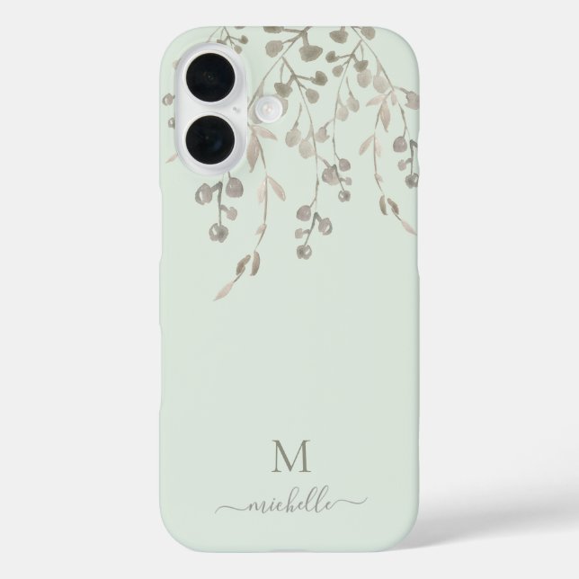 Personalisiertes botanisches Wasserfarben-Monogram Case-Mate iPhone Hülle (Rückseite)