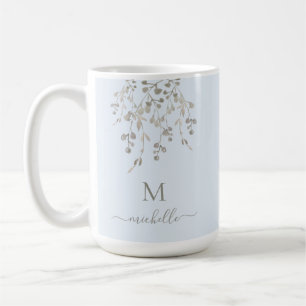 Personalisiertes botanisches Wasserfarben-Monogram Kaffeetasse