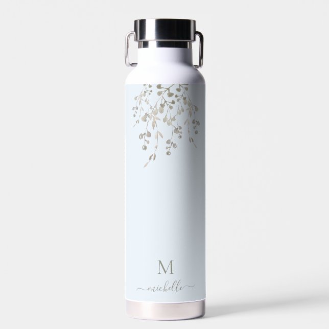 Personalisiertes botanisches Wasserfarben-Monogram Trinkflasche (Vorne)
