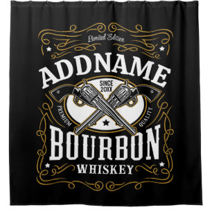 Personalisiertes Bourbon Vintag Guns Whiskey-Label Duschvorhang