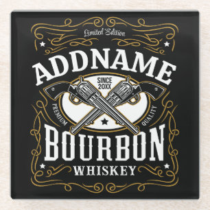 Personalisiertes Bourbon Vintag Guns Whiskey-Label Glasuntersetzer